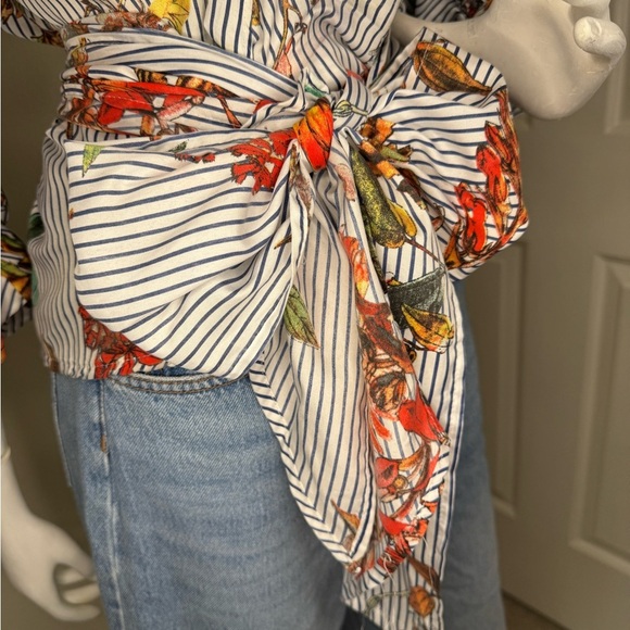 Unbranded Black and White Wrap Tie Front Blouse Size Medium. - Picture 6 of 14